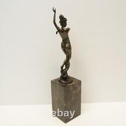 Sexy Nude Dancer Statue Sculpture Pin-up Style Art Deco Art Nouveau Bronze