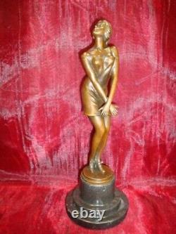 Sexy Style Art Deco Style Art Nouveau Solid Bronze Signed Statue Sculpture