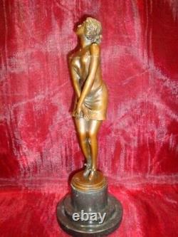 Sexy Style Art Deco Style Art Nouveau Solid Bronze Signed Statue Sculpture