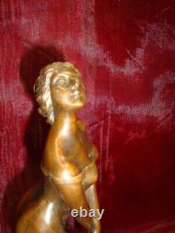 Sexy Style Art Deco Style Art Nouveau Solid Bronze Signed Statue Sculpture