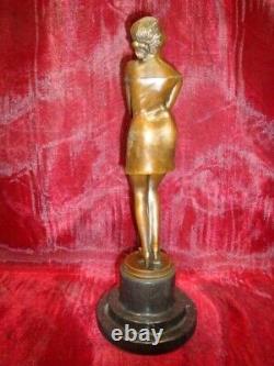 Sexy Style Art Deco Style Art Nouveau Solid Bronze Signed Statue Sculpture