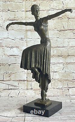 Sexy Woman Dancer Style Art New Marble Base Bronze Sculpture Statue Sale