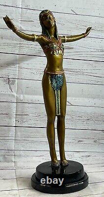 Signed Bronze Art Nouveau Deco Chiparus Statue Figurine Very Large