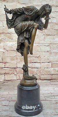 Signed Bronze Art Nouveau Deco Colinet Statue Figurine Sculpture