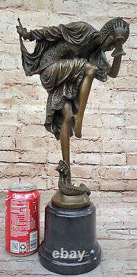 Signed Bronze Art Nouveau Deco Colinet Statue Figurine Sculpture