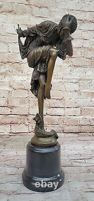 Signed Bronze Art Nouveau Deco Colinet Statue Figurine Sculpture