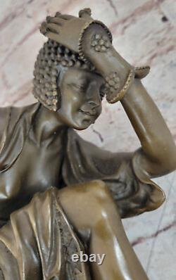 Signed Bronze Art Nouveau Deco Colinet Statue Figurine Sculpture