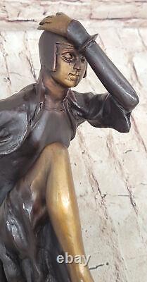 Signed Bronze Art Nouveau Deco Style J. Erte Statue Figurine Sculpture Decor