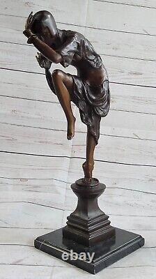 Signed Bronze Art Nouveau Deco Style J. Erte Statue Figurine Sculpture Statuette