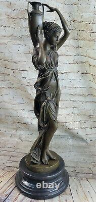 Signed Carrier Style Art Nouveau Bronze Standing Sculpture Maiden Lost Wax