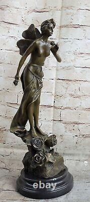 Signed Villanis, Art Nouveau Style Bronze Fairy Sculpture Figurine Cast