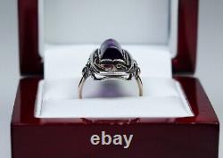 Silver / 8K Gold Antique Art Nouveau Ring With Amethyst