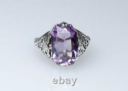 Silver Style Old Art New Natural Ring 7.00 Ct Amethyst