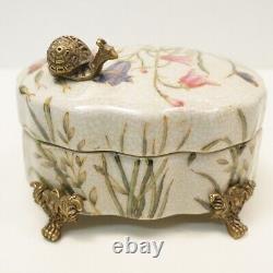 Snail Butterfly Flowers Jewelry Box Art Deco Art Nouveau Porcelain