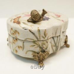 Snail Butterfly Flowers Jewelry Box Art Deco Art Nouveau Porcelain