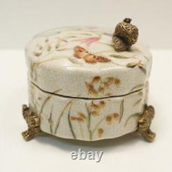 Snail Butterfly Flowers Jewelry Box Art Deco Art Nouveau Porcelain