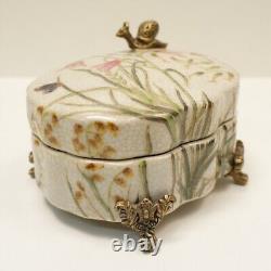 Snail Butterfly Flowers Jewelry Box Art Deco Art Nouveau Porcelain