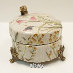 Snail Butterfly Flowers Jewelry Box Art Deco Art Nouveau Porcelain