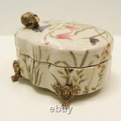 Snail Butterfly Flowers Jewelry Box Art Deco Art Nouveau Porcelain