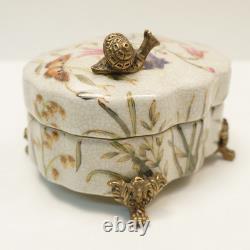 Snail Butterfly Flowers Jewelry Box Art Deco Art Nouveau Style Porcelain