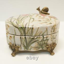 Snail Butterfly Flowers Jewelry Box Art Deco Art Nouveau Style Porcelain