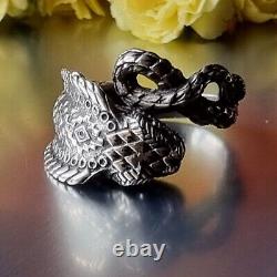 Snake Ring Cobra Artisan Art Style New Silver 925 Punched Size 56
