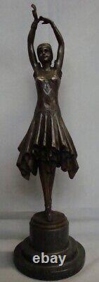 Solid Bronze Art Deco Style Art Nouveau Dancer Statue Sculpture Signed