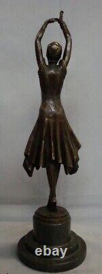 Solid Bronze Art Deco Style Art Nouveau Dancer Statue Sculpture Signed