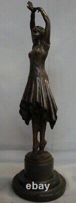 Solid Bronze Art Deco Style Art Nouveau Dancer Statue Sculpture Signed