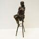 Solid Bronze Art Deco Style Art Nouveau Sexy Lady Statue Sculpture Demoiselle