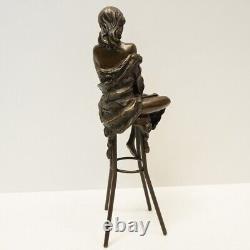 Solid Bronze Art Deco Style Art Nouveau Sexy Lady Statue Sculpture Demoiselle