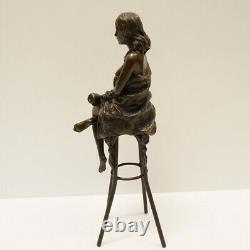 Solid Bronze Art Deco Style Art Nouveau Sexy Lady Statue Sculpture Demoiselle