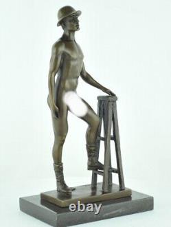 Solid Bronze Athlete Statue Sculpture in Sexy Art Deco Style Art Nouveau
