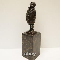 Solid Bronze Boy Statue Sculpture Art Deco Style Art Nouveau Style Signed