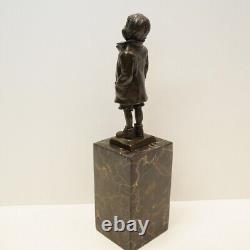 Solid Bronze Boy Statue Sculpture Art Deco Style Art Nouveau Style Signed