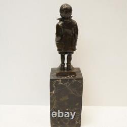 Solid Bronze Boy Statue Sculpture Art Deco Style Art Nouveau Style Signed