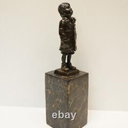 Solid Bronze Boy Statue Sculpture Art Deco Style Art Nouveau Style Signed