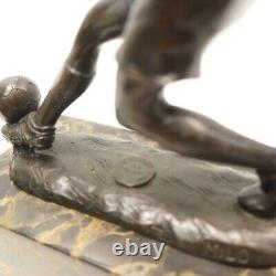 Solid Bronze Football Style Art Deco Style Art Nouveau Signed Statue Sculpture