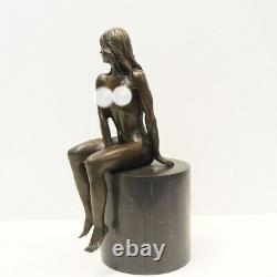 Solid Bronze Nymph Statue Sculpture in Sexy Art Deco Style Art Nouveau