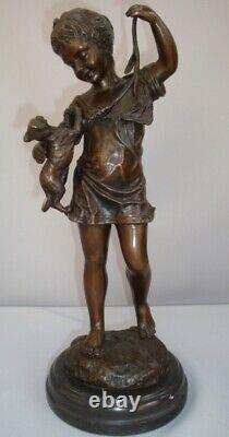 Solid Bronze Signed Statue Sculpture in Art Deco Style Art Nouveau