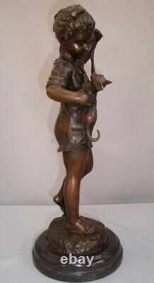 Solid Bronze Signed Statue Sculpture in Art Deco Style Art Nouveau