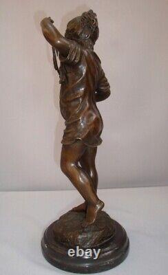 Solid Bronze Signed Statue Sculpture in Art Deco Style Art Nouveau