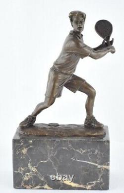 Solid Bronze Signed Statue Sculpture in Tennis Style Art Deco Style Art Nouveau