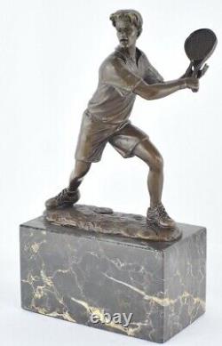 Solid Bronze Signed Statue Sculpture in Tennis Style Art Deco Style Art Nouveau