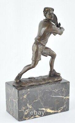 Solid Bronze Signed Statue Sculpture in Tennis Style Art Deco Style Art Nouveau