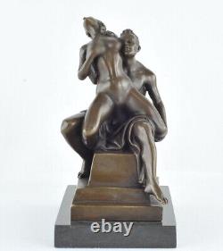 Solid Bronze Statue Sculpture Couple in Sexy Art Deco Style Art Nouveau Sign