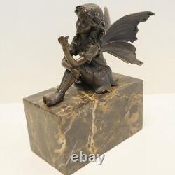 Solid Bronze Statue Sculpture Elf Fairy Style Art Deco Style Art Nouveau