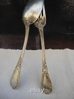 Solid Silver Louis XV Style Cutlery Set Spoon Fork Minerva Hallmark Monogram Bt2