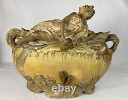 Splendid 3-Piece Terracotta Art Nouveau 1900 Style Goldscheider Garniture