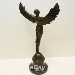 Statue Angel Icarus Sculpture Nude Art Deco Style Art Nouveau Bronze Massif If
